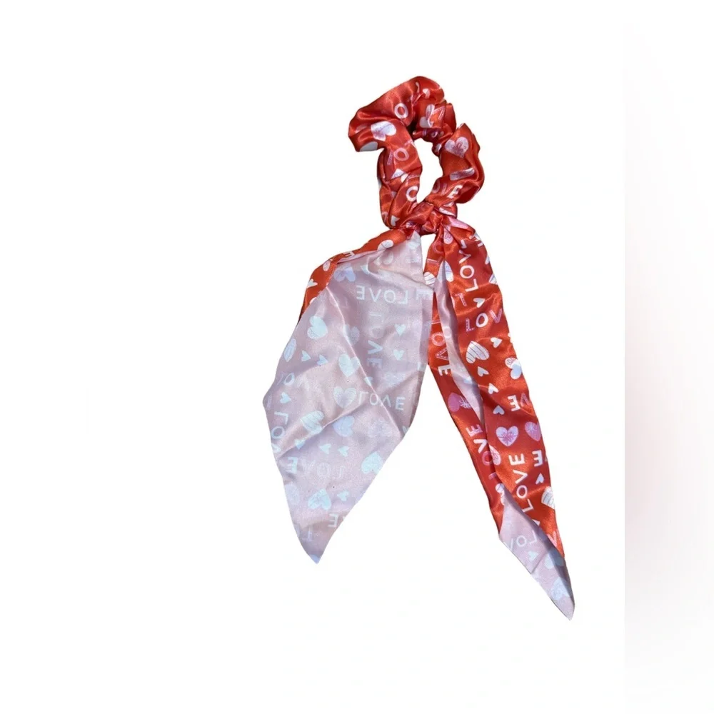 Red Love Print Hair scrunchie